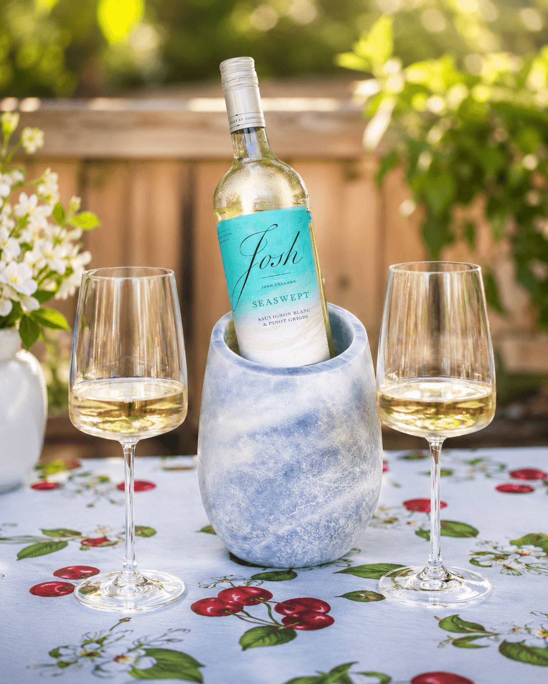 Josh Cellars Seaswept with wine glasses at Pammy's Place
